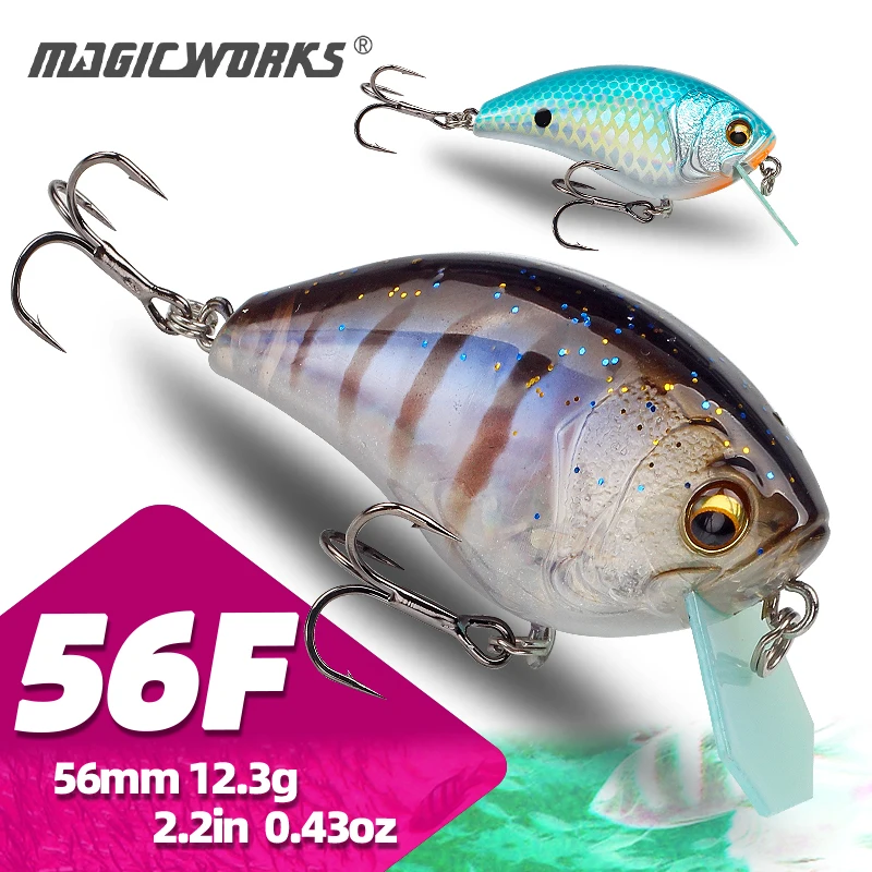 

Magic Works 56mm 12.3g Fishing Lures Crankbait Freshwater Hard Baits Floating Bass Carp Wobbler Supplies New Artificial Bait