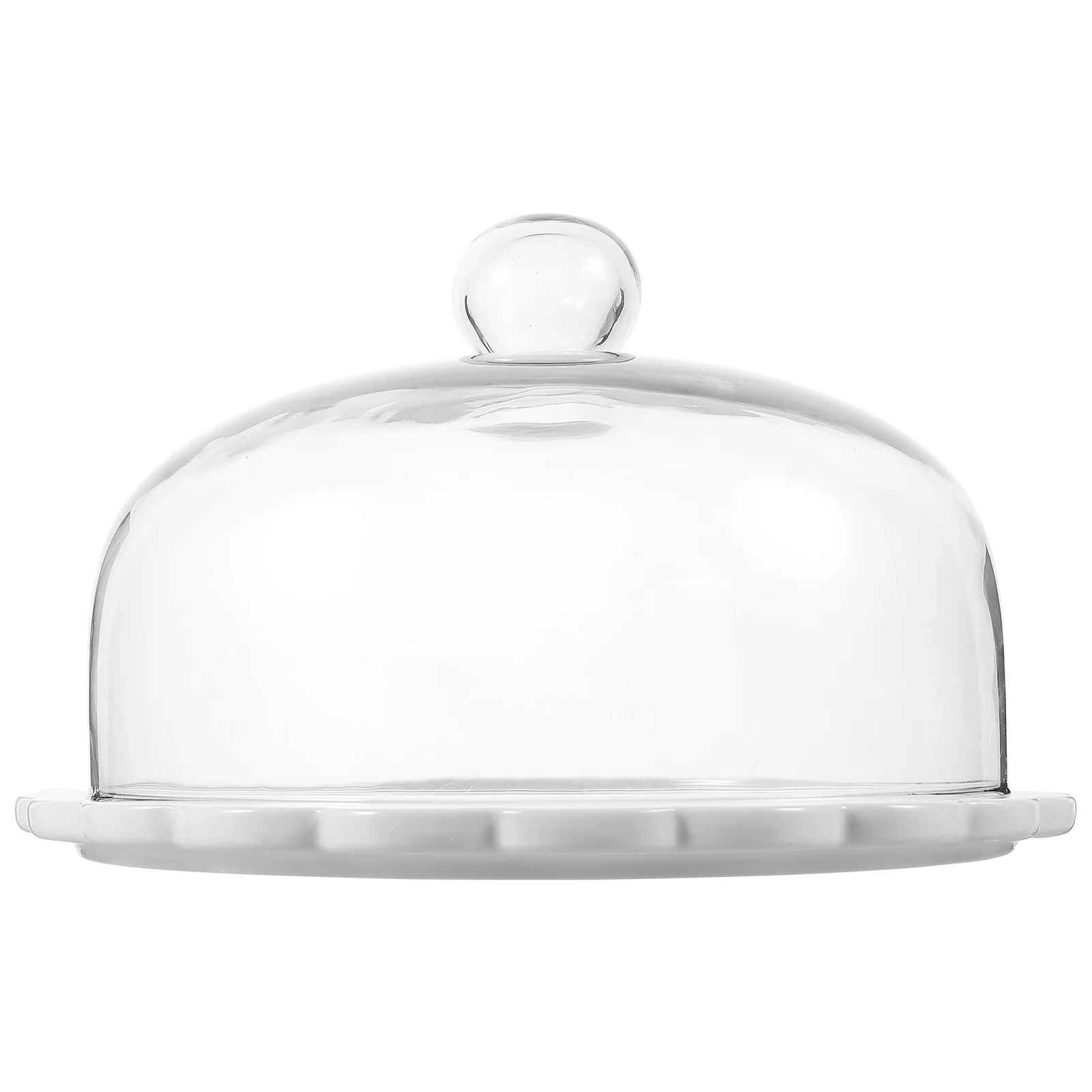 

Ceramic Cake Plate Server Cover Transparent Design Kitchen Party Decor Cake Stand with Dome Dessert Serving Tray