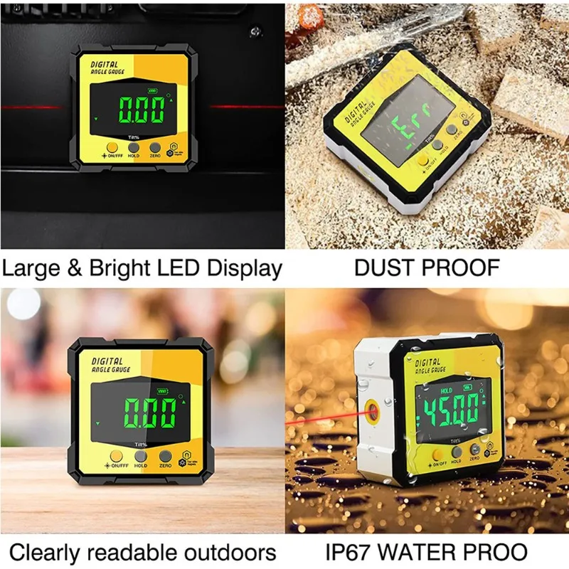 Instrument de mesure d'angle numérique Laser, outils pour le travail du bois, inclinomètre magnétique à 4 côtés avec mesure d'inclinaison, vente 24H