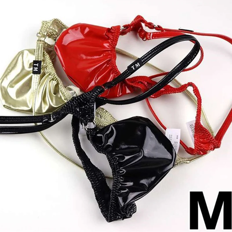 Sexy Patent Leather G-string Sexy Men T-Back Thongs Penis Pouch Underpants Male Low Rise Underwear Erotic Panties sissy panties