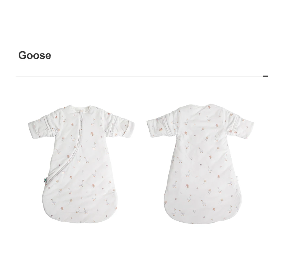 Sleeping Bag For Babies 0-24M Soft Cotton Breathable 2-Ways Zipper Cute Animal Print Baby Sleeping Bag With Removable Sleeves