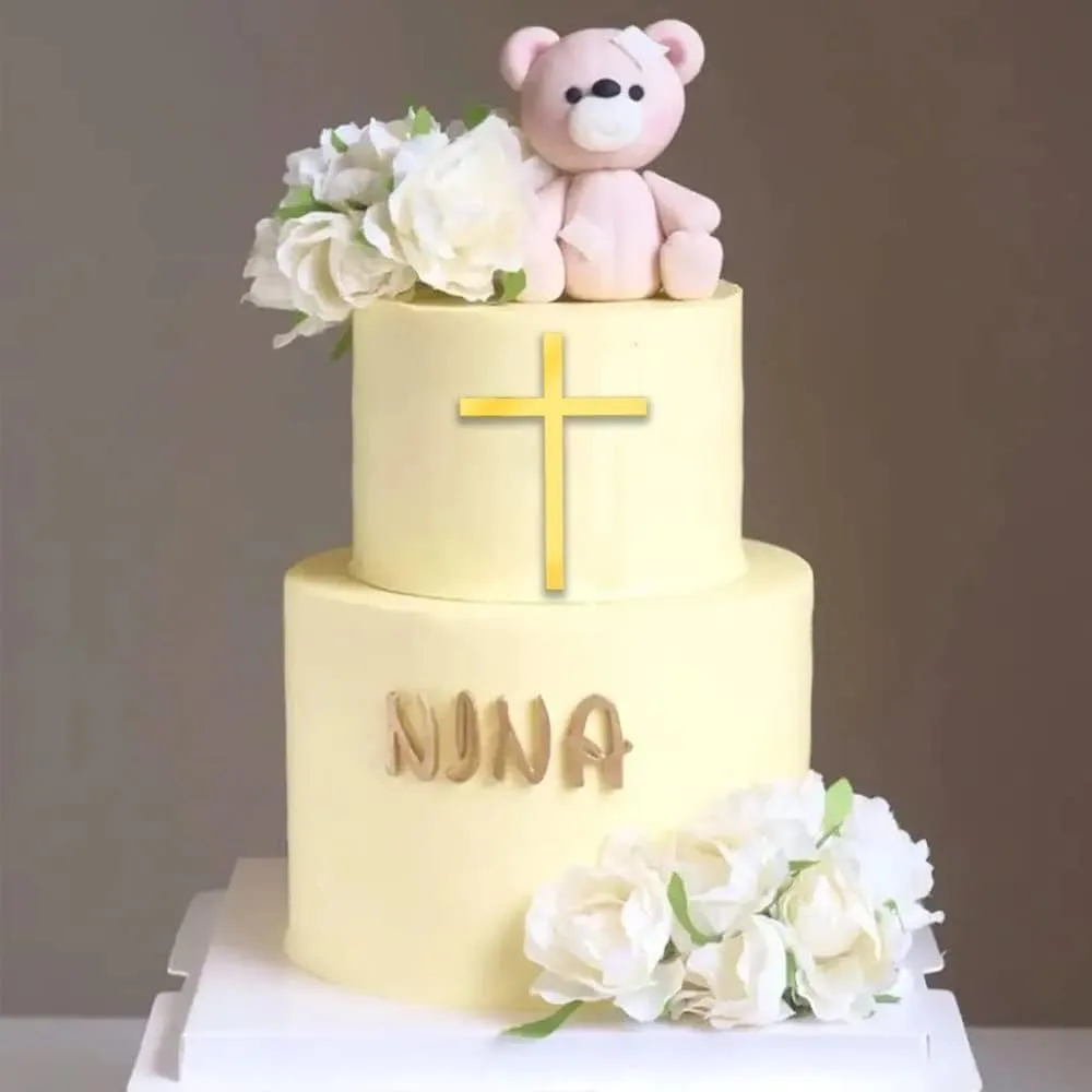 Adorno para tarta con cruz dorada, acrílico, feliz bautizo, decoraciones  con dijes dorados, fiesta de bendición de Dios para suministros para  hornear / Artículos para fiestas, image size:1000x1000