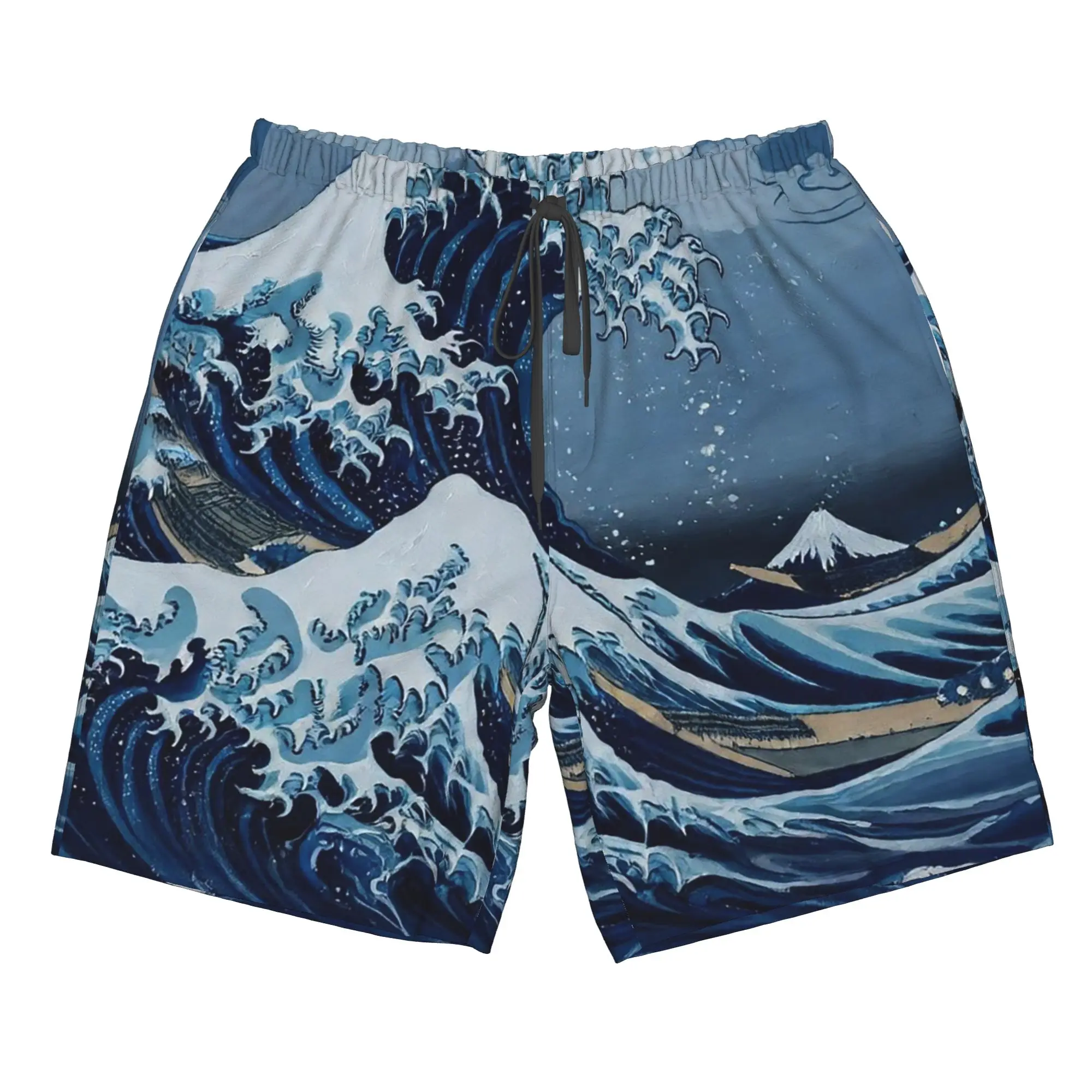 Kanagawa Surfing Ukiyo-E Wave Print Trunks Beach Board Shorts Casual Quick Dry Swim Summer Men Pants