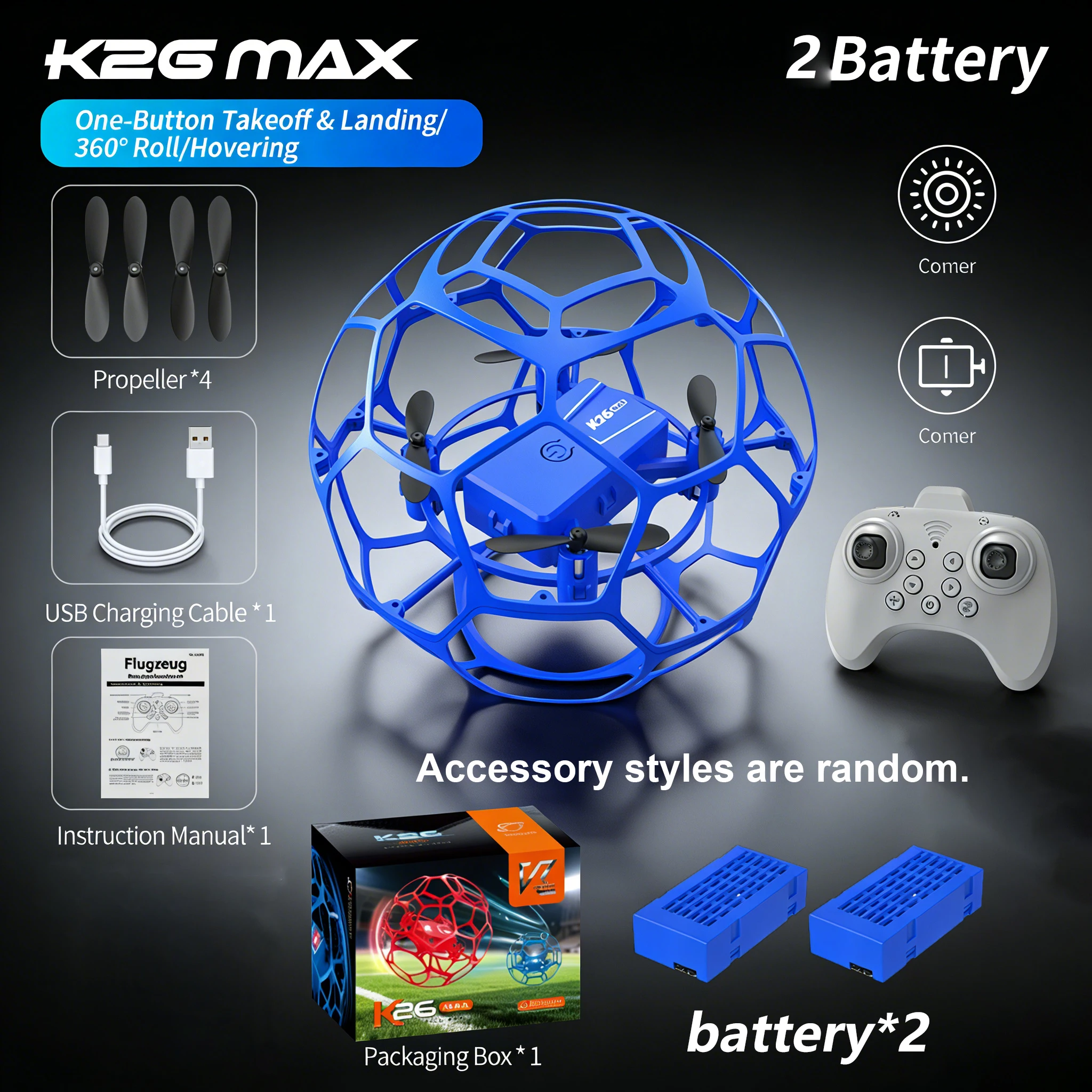 

USA4:1WIN【Over 6,000 purchases】Football drone spherical aircraft - specially designed for youth competitions, small remote control aircraft for children, World Cup
