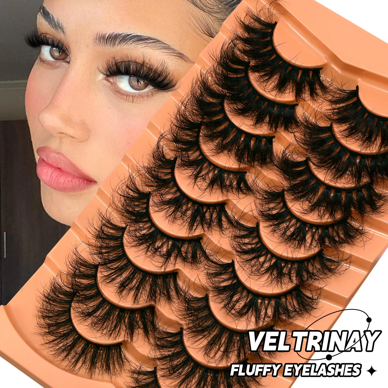 Sztuczne rzęsy Veltrinay Cat Eye, puszyste rzęsy 3D z norek, naturalny wygląd, rzęsy do noszenia na co dzień, na imprezę, wesele, lekkie, wielokrotnego użytku, do makijażu.