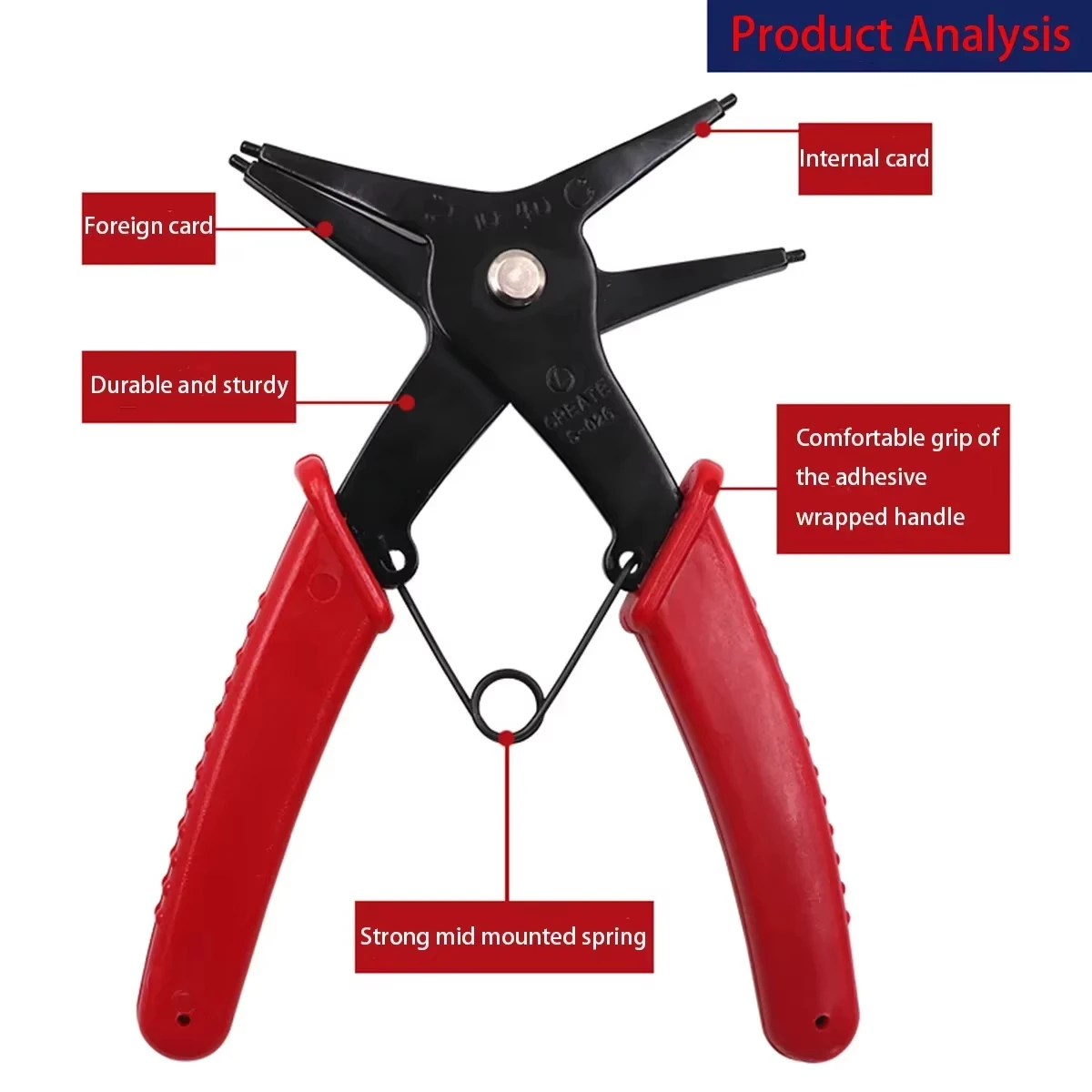 Circlip Pliers 2 in 1 Internal and External Dual Purpose Pliers External Spring Pliers Large Retaining Ring Removal Tool 1pc