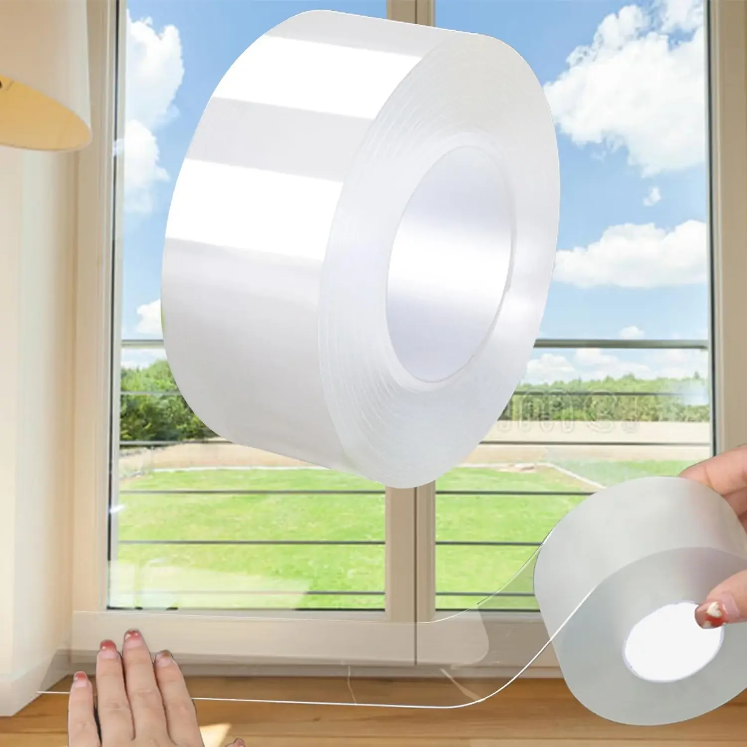 

2x33FT Clear Window Draft Tape, Residue-Free Weather Stripping for Doors & Gaps