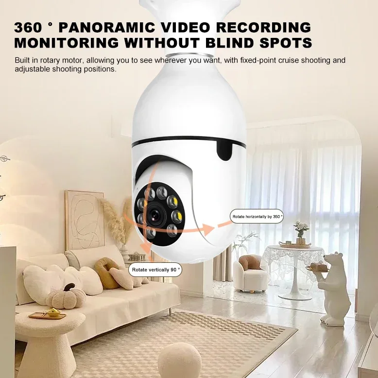 3MP Bulb E27 Surveillance Camera 1080P Full Color Night Vision Automatic Human Tracking Zoom Indoor Security Wifi Mini IP Camera