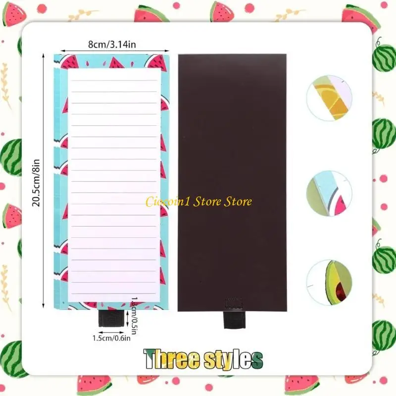 A3PC Kitchen Fridge Memopad Fruit Print Writing Pad Notepads Reminder On Fridge for Grocery List Shopping Lists