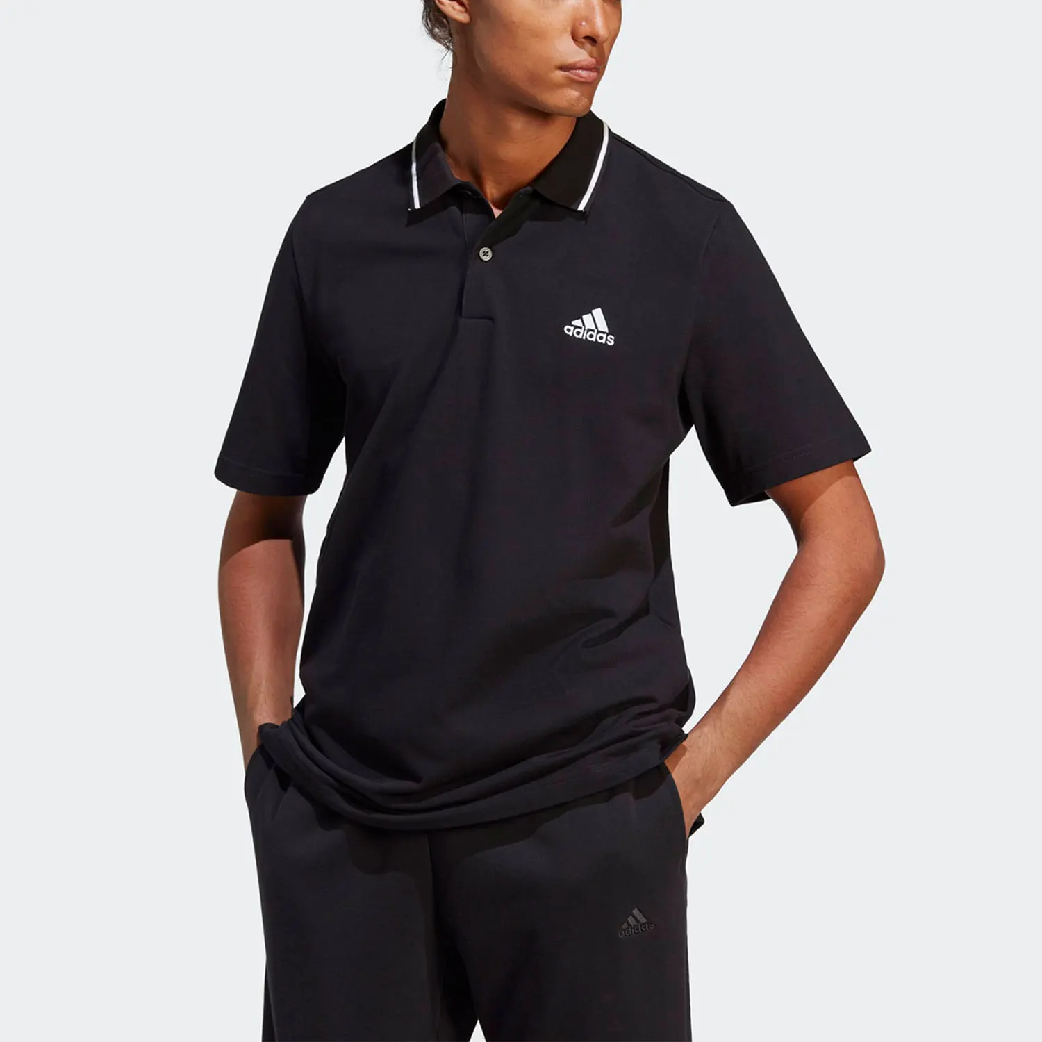 

Adidas genuine genuine New Breathable Men's Sports Collar Short Sleeve Polo Shirt IC9314