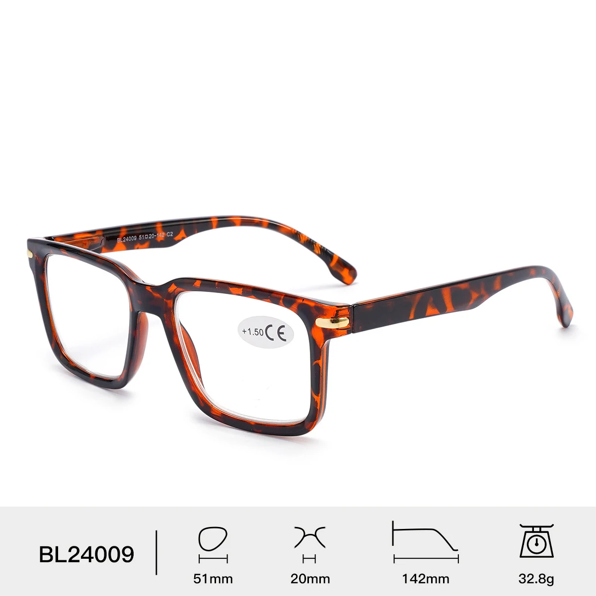 نظارات قراءة مربعة للرجال، تصميم أنيق ومتباين الألوان، معابد مخددة غير قابلة للانزلاق للرجال والنساء #1