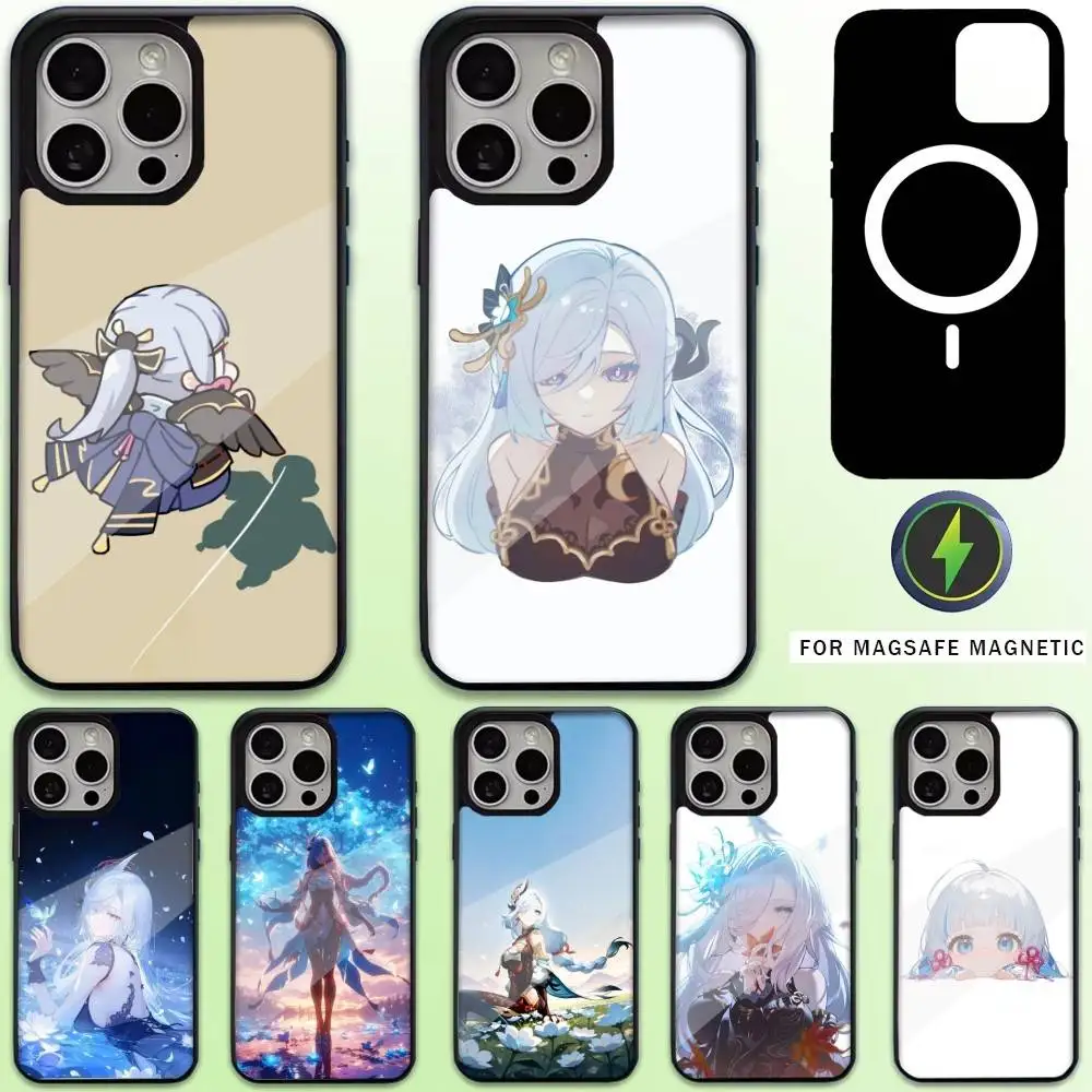 

Shenhe Genshin Impact Furina Phone Case For iPhone17,16,15,14,13,12,11 Plus,Pro Max Magnetic Magsafe Wireless Charging
