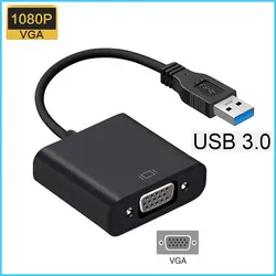 USB To VGA Adapter USB 2.0/3.0 to VGA External Video Card Multi Display Converter for Desktop Laptop PC Monitor Projector