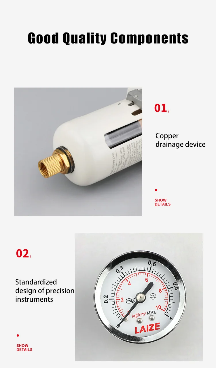 LAIZE AC2000/3000 FRL Pneumatischer Luftfilter-Regler-Schmierer – Detail 4