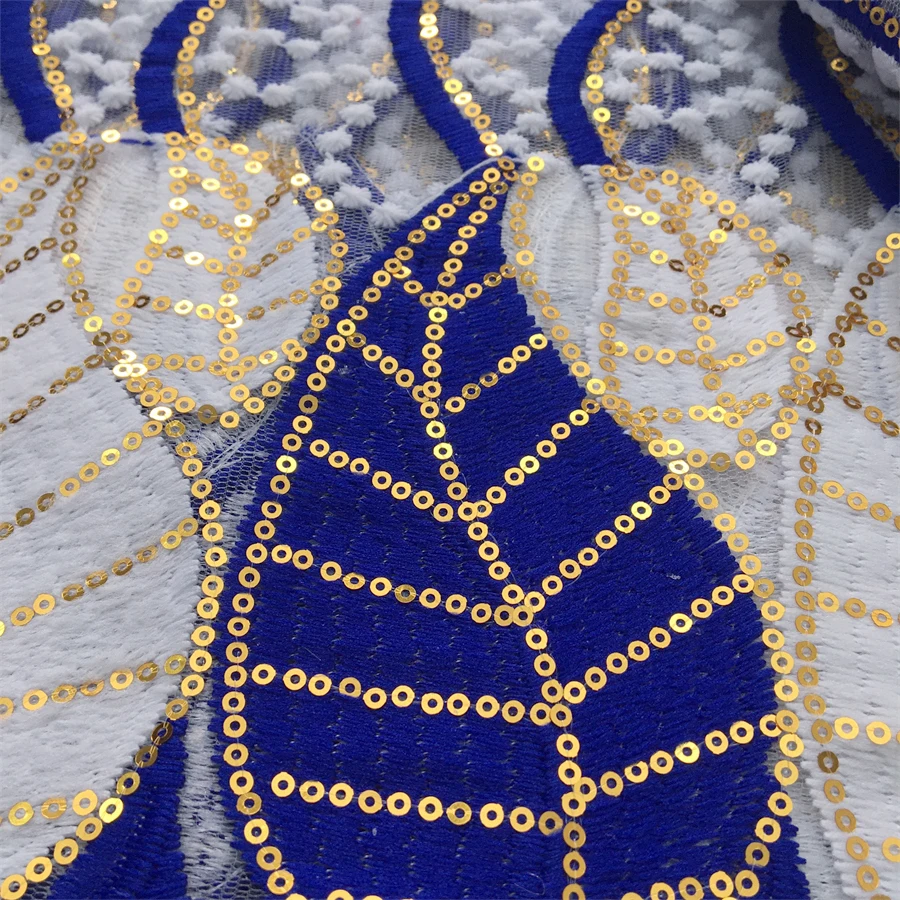 Zhenguiru African Sequins Lace Fabric 5Yard 2024 High Quality Embroidery Nigerian French Mesh Tulle Lace Fabric for Sewing A3967