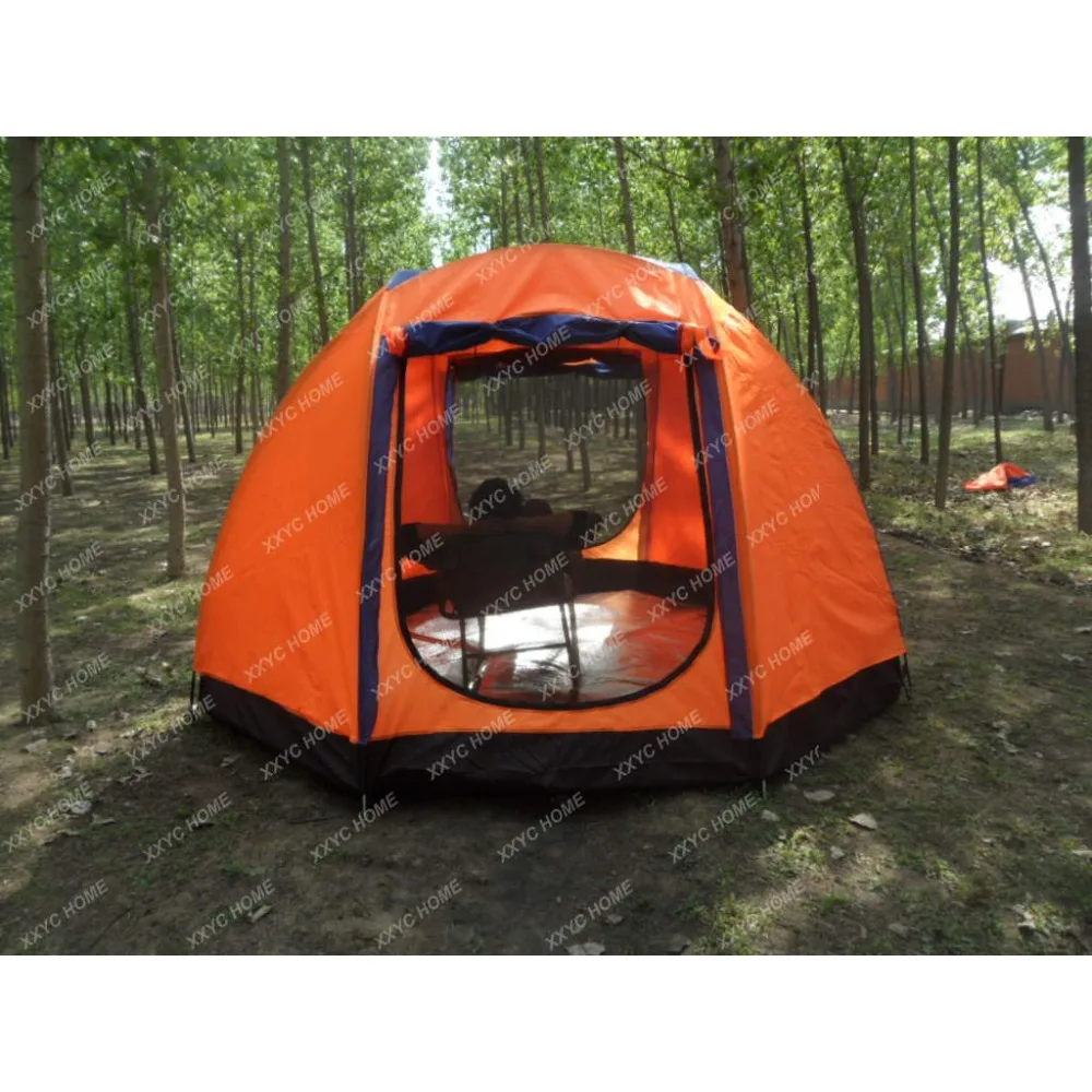 Multi-Person Rainproof Tent Outdoor Travel Beach Family Tent Oversized Double-Layer Double Door