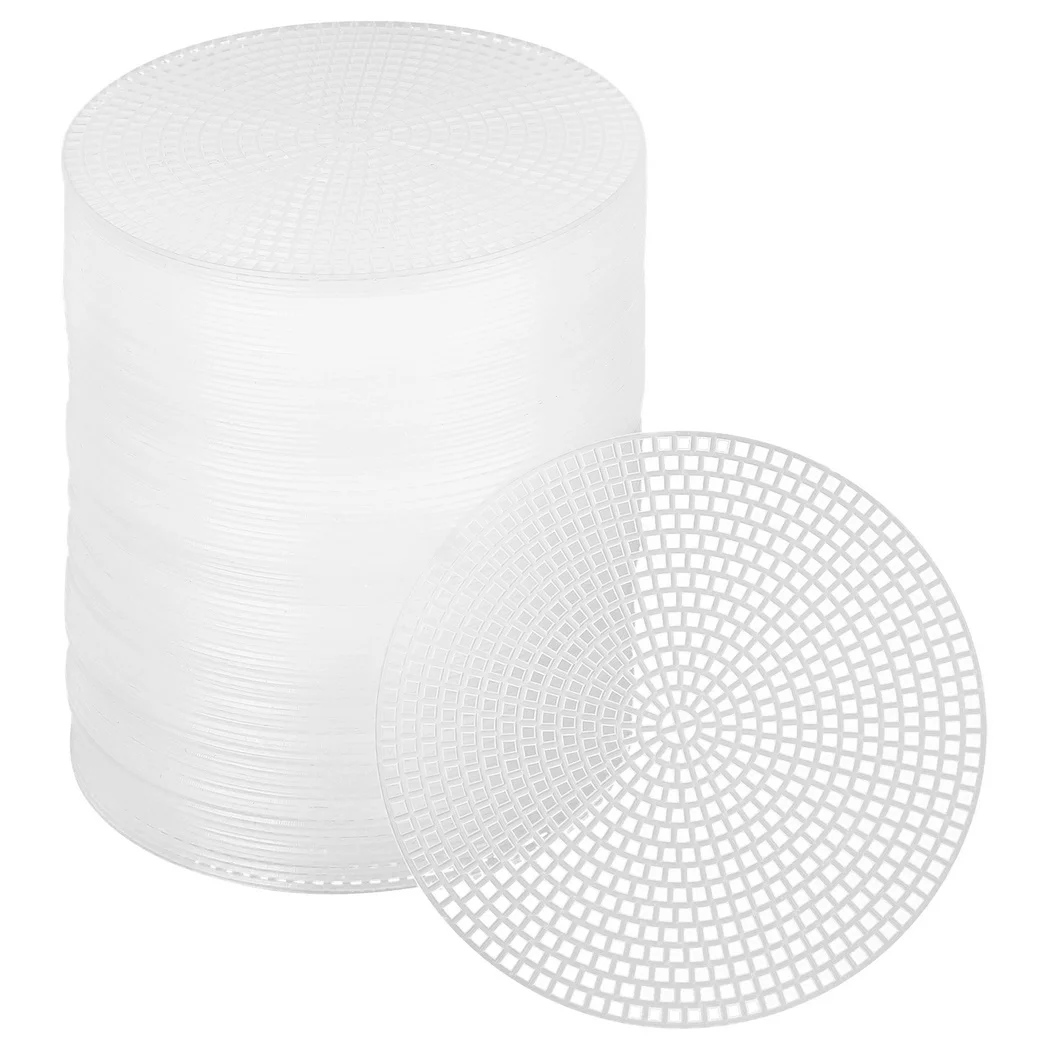 100Pcs Plastic Canvas Sheets Mesh Canvas Sheets Round Plastic Canvas For Embroidery Acrylic Yarn Crafting Knit Crochet Projects