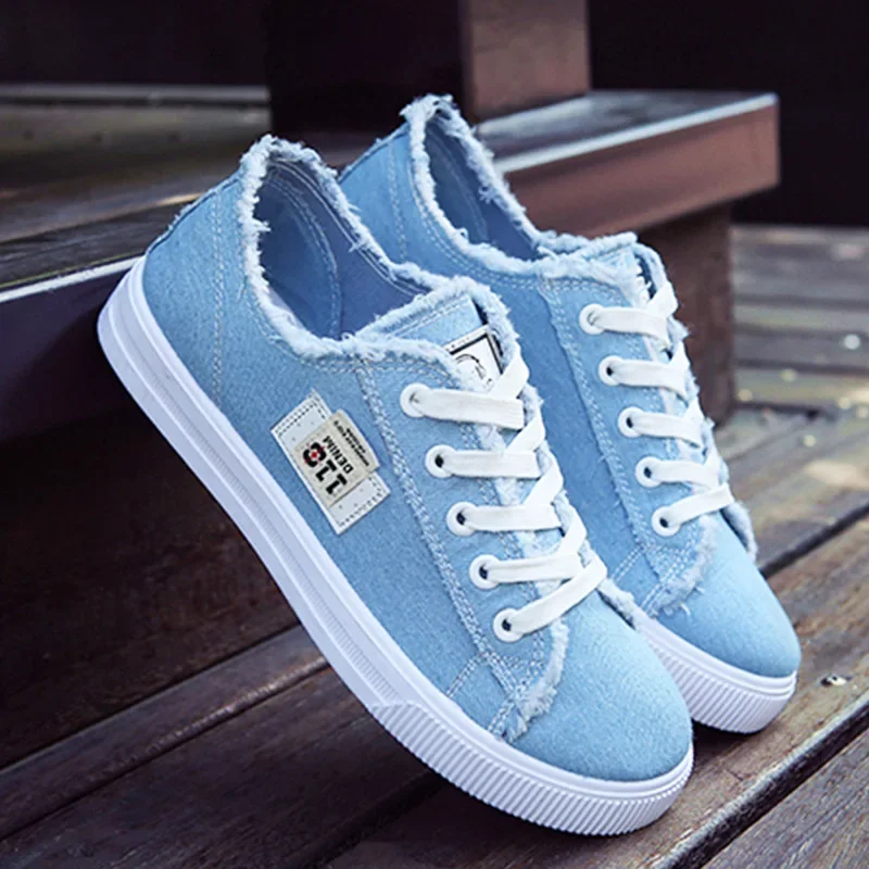 QRLQHY Women's Canvas Sneakers Denim Blue 3