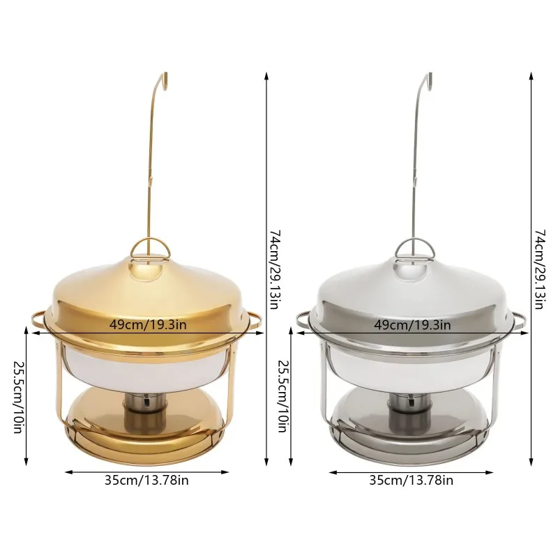 Set da buffet per scaldavivande in acciaio inossidabile: riscaldamento durevole ed efficiente, disponibile in oro e argento, perfetto per mantenere il cibo caldo