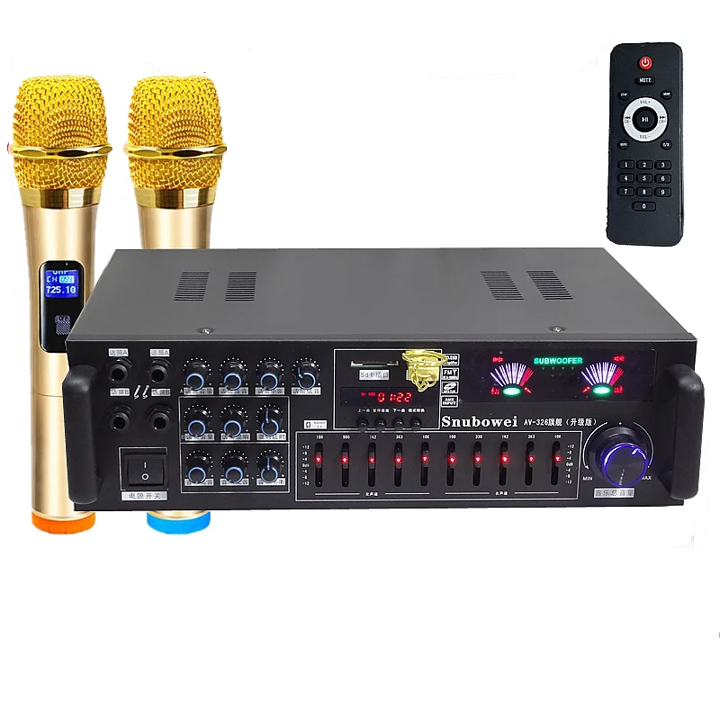 

AV-326 Bluetooth 850W 5 Channel KTV karaoke Home Audio Echo Mixing Amplifier Tone Tuner With LED Display Graphic EQ Equcizer