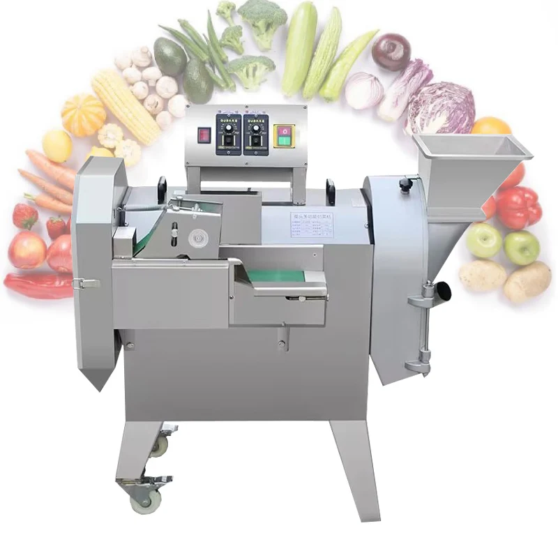 500/KG/H Vegetable And Fruit Cutting Machine Coconut Slicing Dicing Shredding Machine Double-head Carrot Cutter