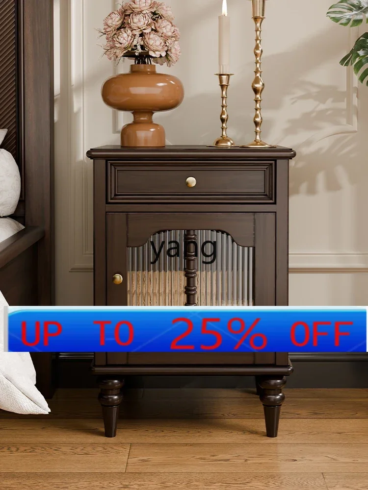 

LMMFrench retro bedside table Solid wood bedside storage cabinet Small and simple