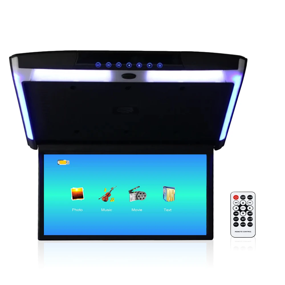 Car Roof     IPS 15.6 Inch Flip Down Screen Overhead Multimedia Video Ceiling Roof Mount Display Car     MP5