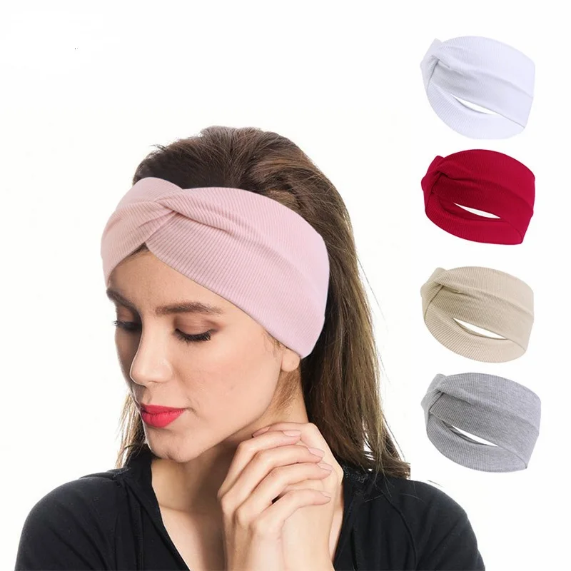 Thread elastic cotton front cross hair band Yoga headband makeup and wash headband