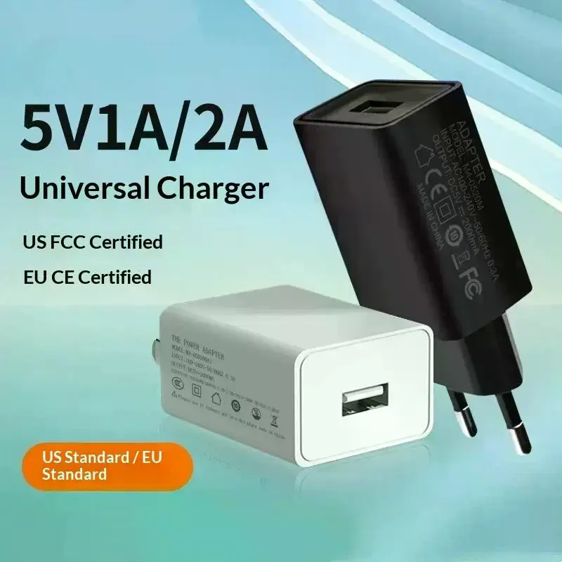 1Pcs 5V 1A 2A USB Phone Chargers EU/US Plug USB Chargers Universal Travel AC Power Wall Adapters For Phone