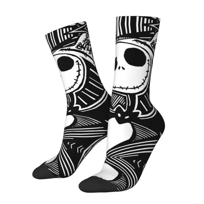 Nightmare Before Christmas Men Women Crew Socks Unisex Fun 3D Print Skellington Halloween Skull Dress Socks