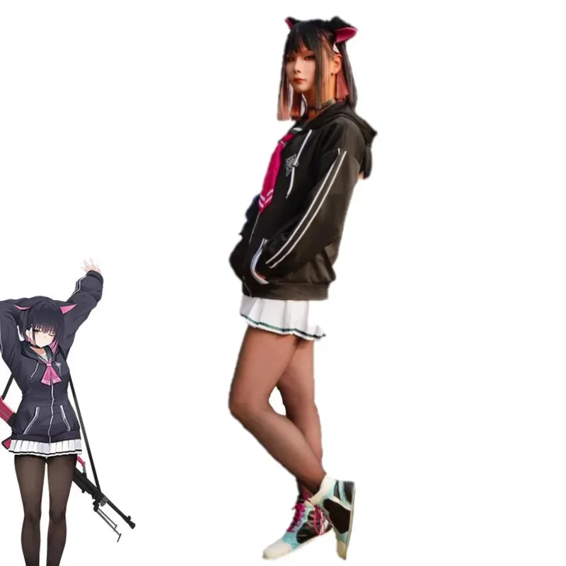 ブルーアーカイブ京山カズサコスプレ衣装女性ガール黒パーカーセーラースーツスカートウィッグハロウィンカーニバルスーツir;l5
