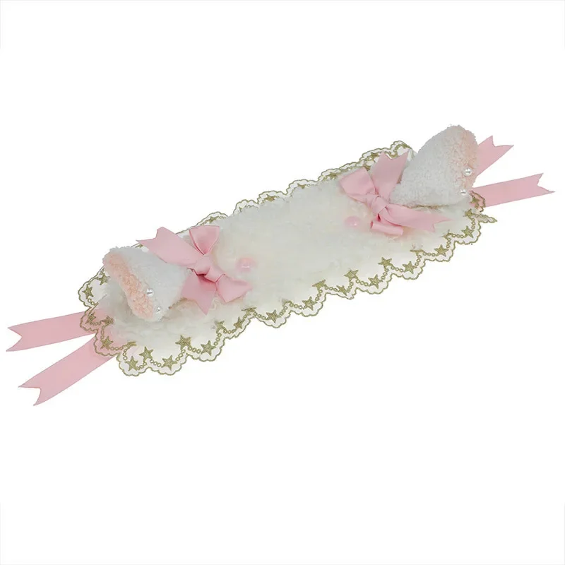 Sheep Ears Headband Kawaii Lolita Accessories Sheep Ear Cosplay Hair Hoop JK Girl Lace Bowknot Headdress Plush Headwear Hairpin