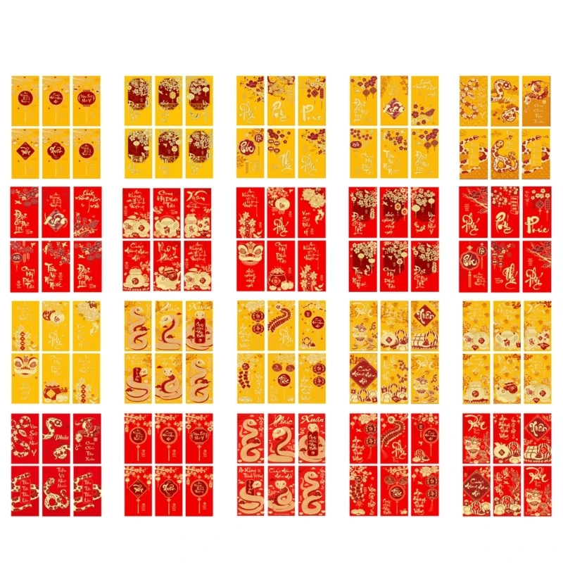 Set of 6 Traditional Lunar New Year Redness Packets for Snake Year Money Pouches Dropship