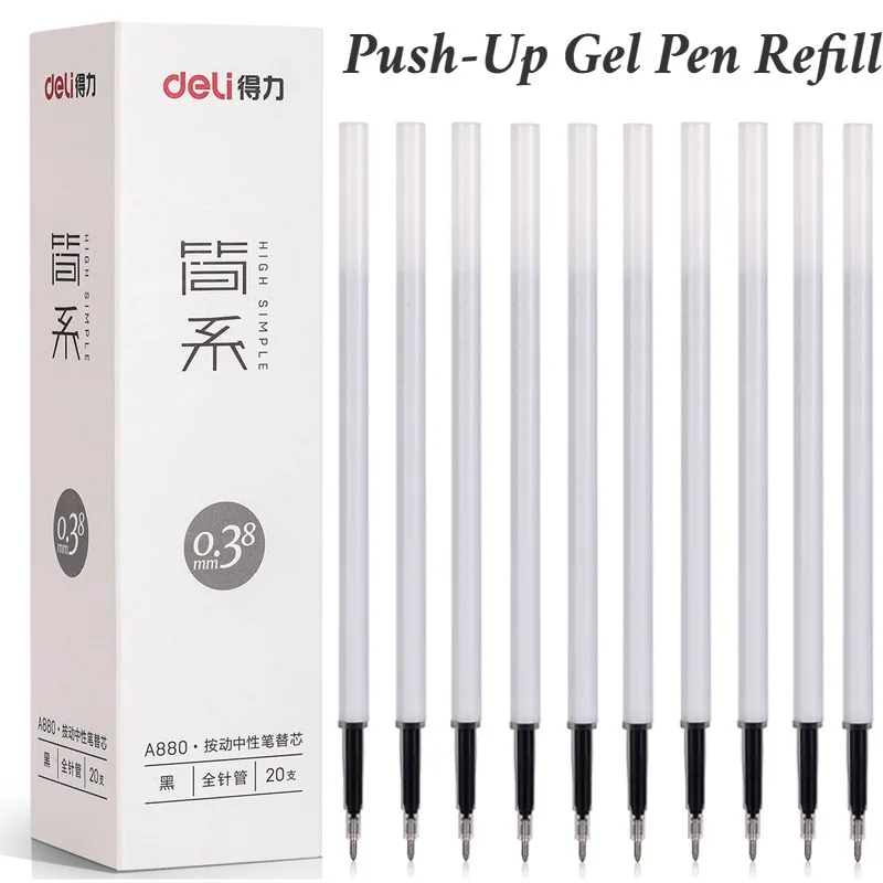 10Pcs Push-Up Gel Pen Refill 0.38mm Student Exam Refill Full Syringe Black Signature Pen Replacement Refill Office Stationery