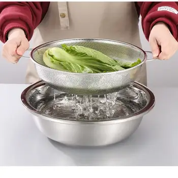 메쉬 스트레이너 채반, 야채 및 과일 세척 바구니, 스파게티 채반, 실용적인 가정용 물기 제거기 8 best sales 거르다 - №3