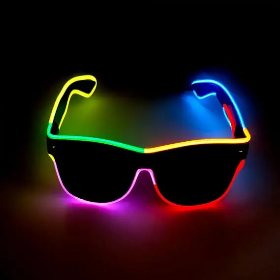 EL Wire Color Glow Eyewear Night Light Glasses Party Halloween Rave Light Up Spectacles with Portable battery pack