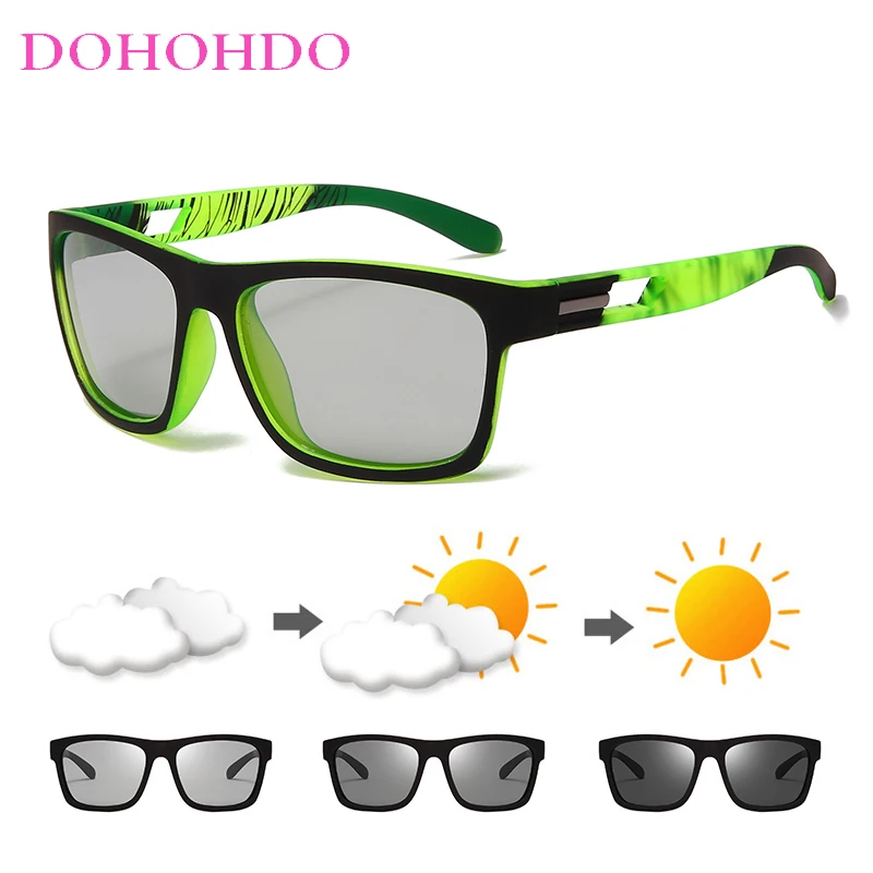 DOHOHDO Men Photochromic Sunglasses Polarized Sports Goggles Chameleon Color Changing Anti Glare Driving Sun Glasses Women Gafas