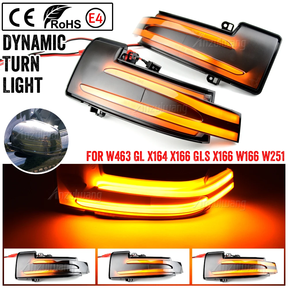 Dynamic Turn Signal Light LED Mirror Indicator Blinker Sequential Lamp For Mercedes-Benz G R-Class GLS W463 X164 X166 W166 W251