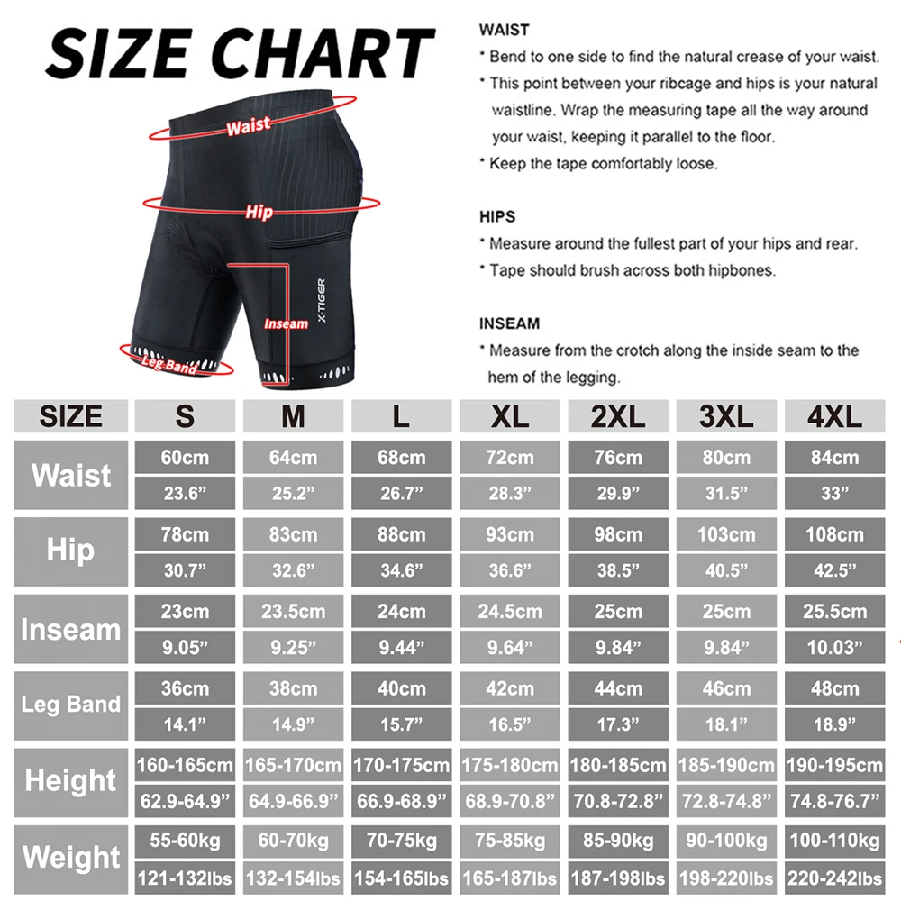 X-TIGER Men's Cycling Pants Bib Shorts 7 Hour Ride Padded Cycling Bib Tights Quick Dry Summer Cycling Pants Bicycle Shorts 2024