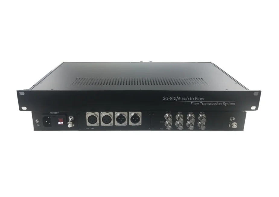 4 channel bidirectional 3GSDI video with 2 channel bidirectional xlr balanced audio,2 fibers single mode