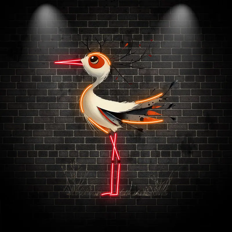 Whimsical Bird Neon LED Light, Artistic Animal-Themed Wall Decor for Kids Room & Living Space, Vibrant, Unique Design with Light