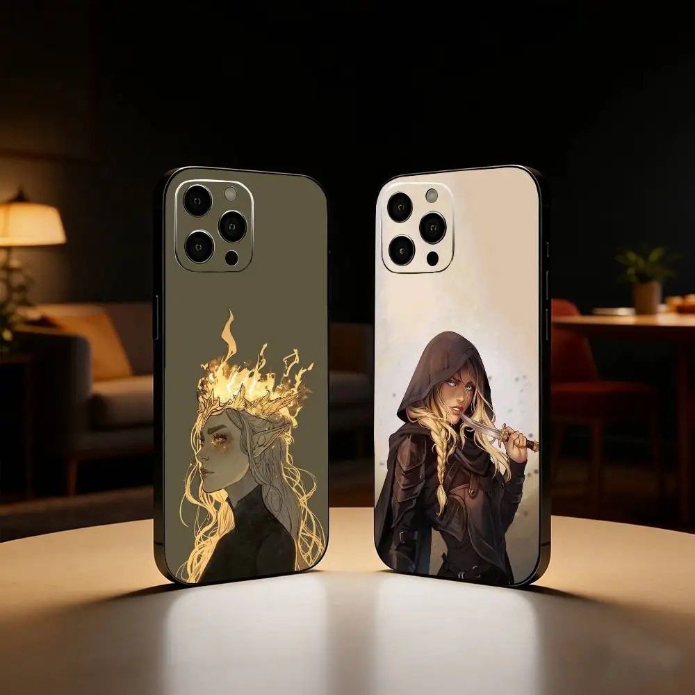 

T-Throne Of Glass Phone Case For iPhone17,16,15,14,13,12 Plus,Max Soft Silicone Black Cover