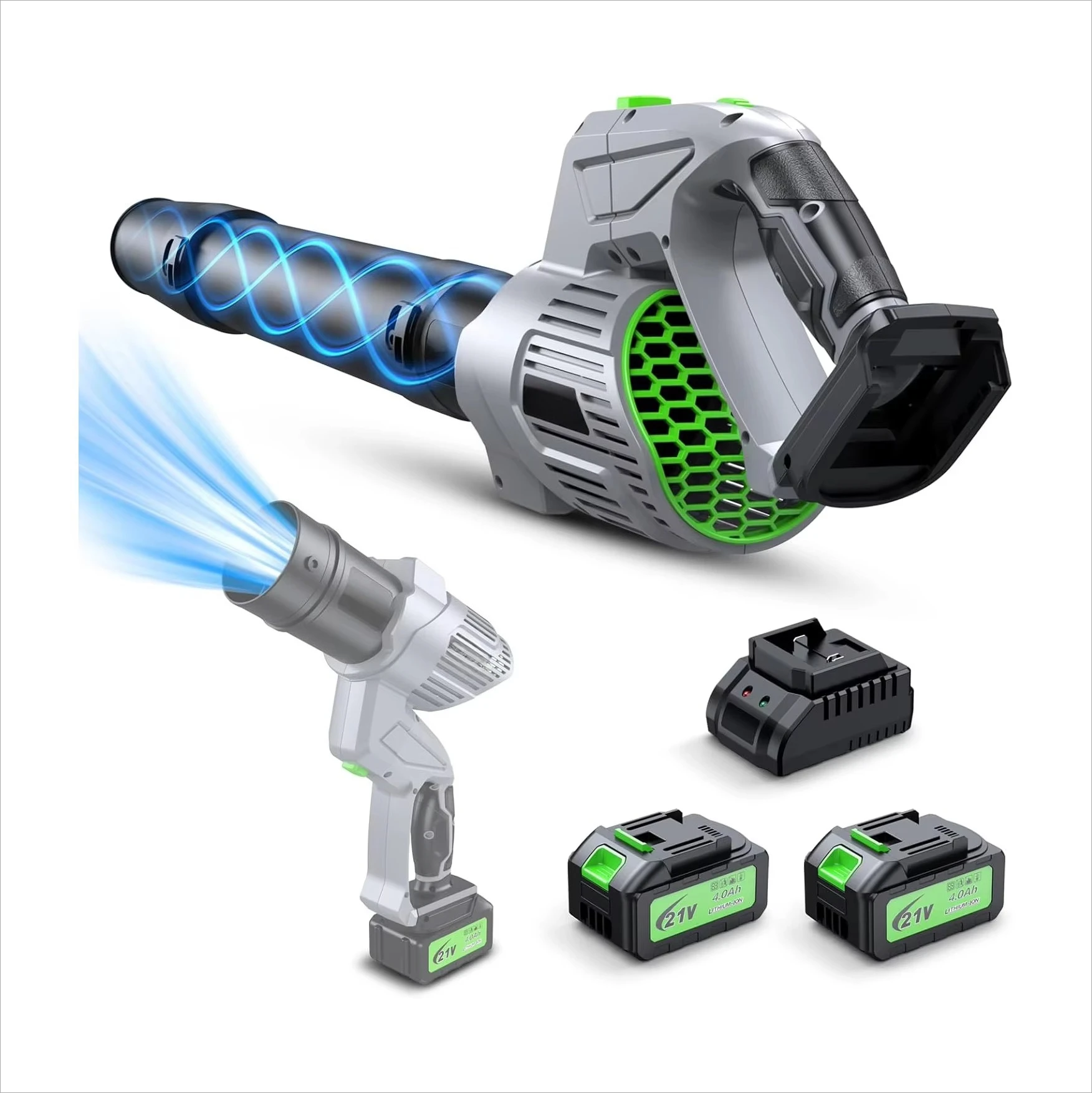 

Electric Leaf Blower Cordless Portable Lightweight Gray Grass Blower for Yard Patio & Outdoor Use