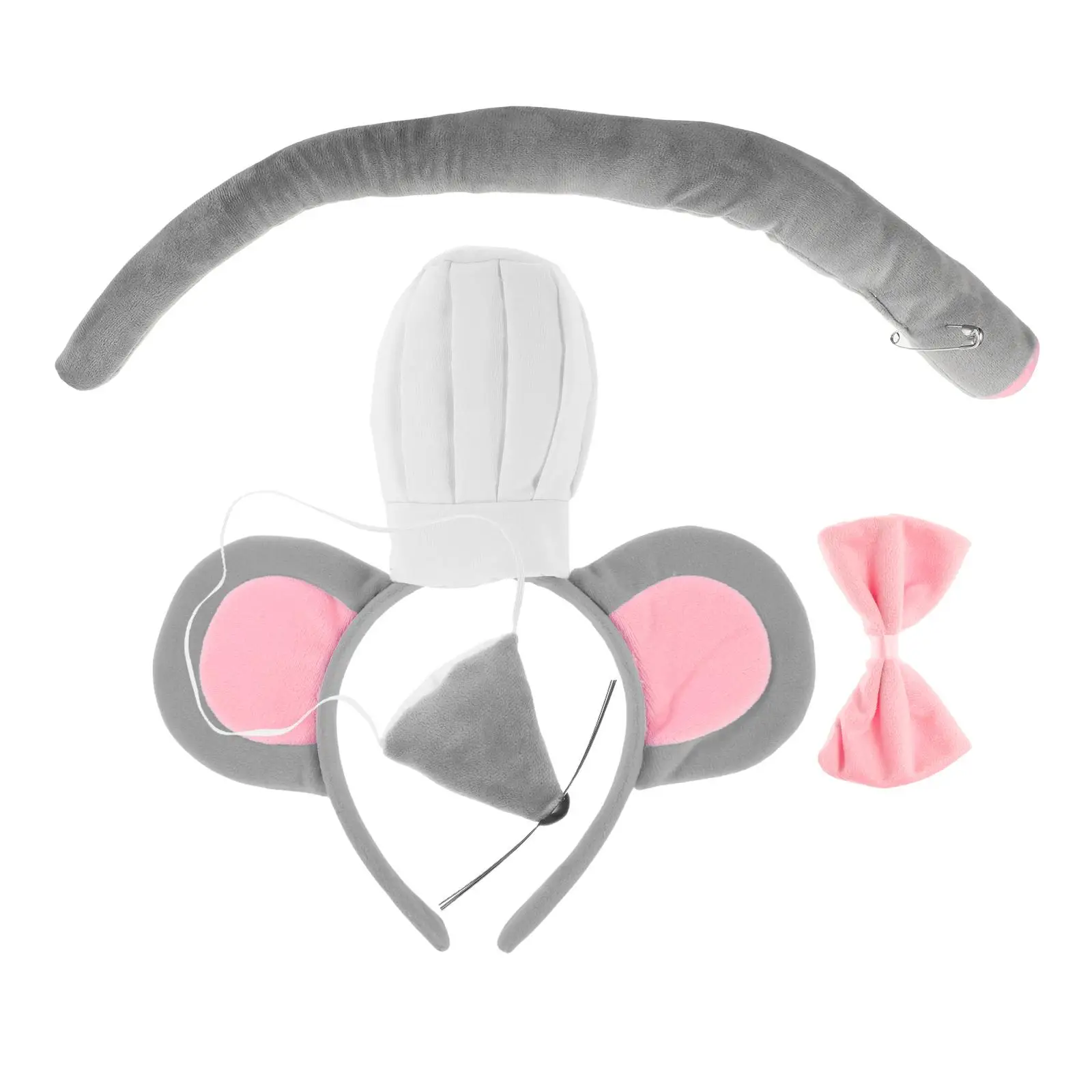 

Mouse Costume Set Grey Black Headband Cute Blind Mice Halloween Costumes Woman Bow Tie Tail Party Masquerade Roleplay
