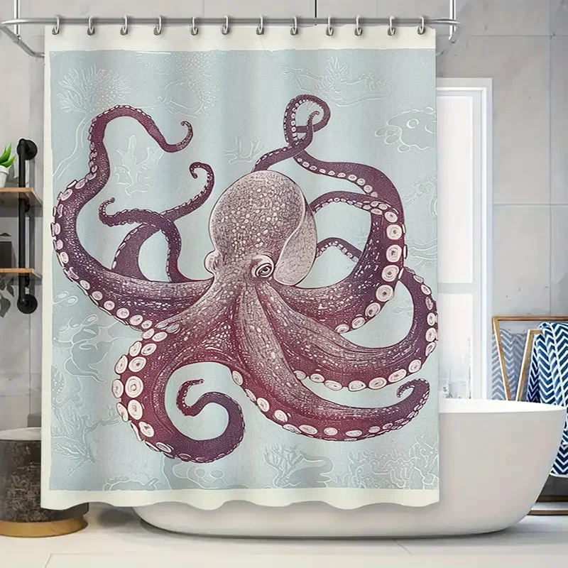 

Octopus-themed Shower CurtainSoft Fabric with Waterproof Design for Bathroom Decoration Available in Multiple Sizes