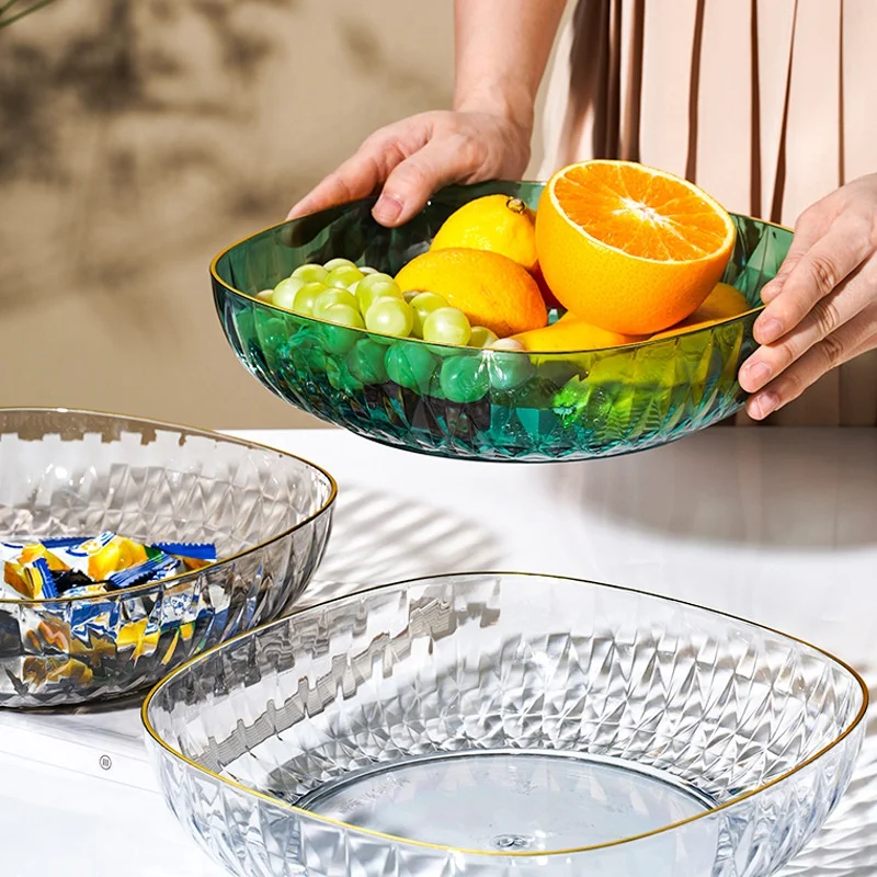 Transparent Crystal Fruit Plate Multipurpose Snack Nuts Candy Storage Trays Durable Salad Bowl Simple Fruit Trays Easy To Clean*