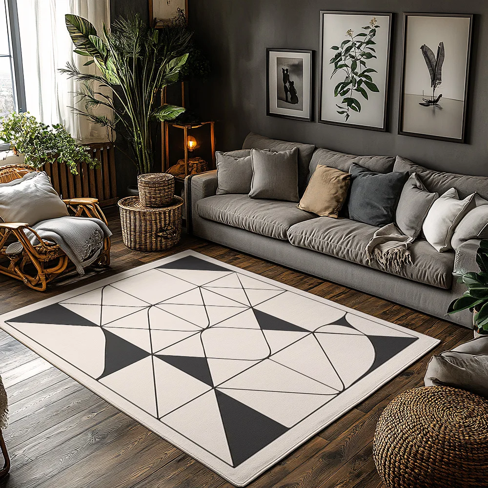 

Geometric Area Rug Modern Abstract Carpet Living Room Floor Mat Home Decor Non-Slip Indoor Outdoor Runner Rug Stylish Accent