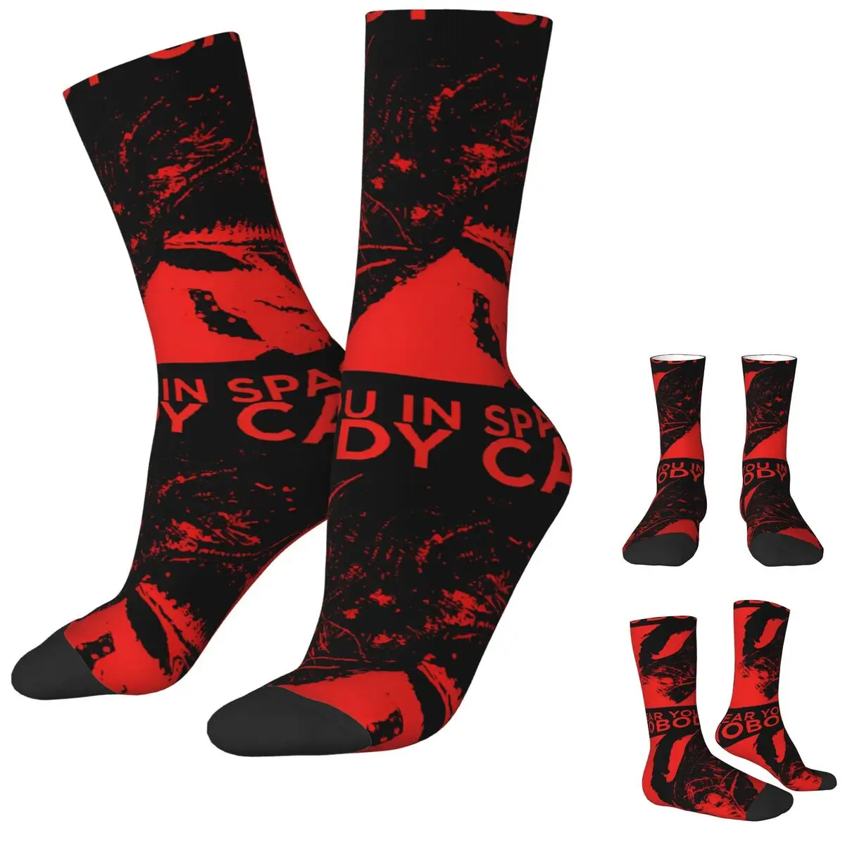 Autumn Winter Harajuku Men's Women's Alien Romulus Nobody Can Hear You In Space Socks Sweat Absorbing Crew Socks