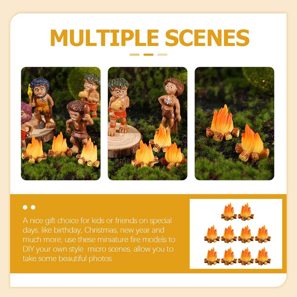 Adornos de fuego falsos para casa de muñecas, Mini accesorios de Campfire, modelo de muebles a escala 1 y 6, decoración de paisajismo en miniatura, 20 unidades