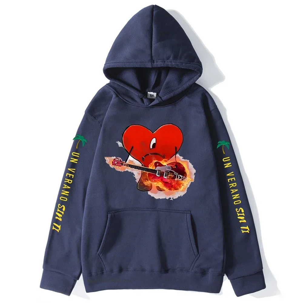 باد باني هوديس UN VERANO SIN TI بلوزات جرافيك ألبوم موسيقى طباعة Pollvers للجنسين الرجال/النساء الهيب هوب الشارع الشهير المتضخم